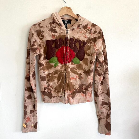 Lucky Brand Jackets & Blazers - LUCKY BRAND PINK TIE DYE HOODED JACKET ZIP UP WOMENS SIZE SMALL